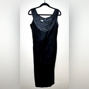 Santa Fe Vintage Black Velvet Gown with A Beautiful Satin Draped Neckline.  EUC